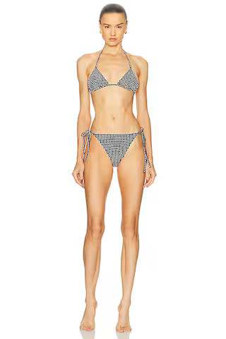 Hunza G Sabrina Bikini Set in Black Gingham | FWRD | FWRD 