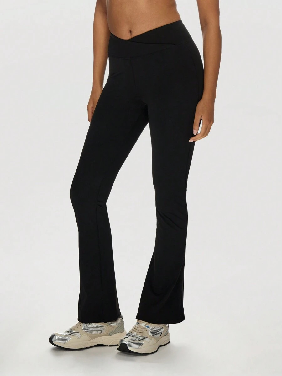 MISSGUIDED Cross Over High Waist Yoga Flare Pants Performance Athletic Bootcut Leggings Workout F... | SHEIN