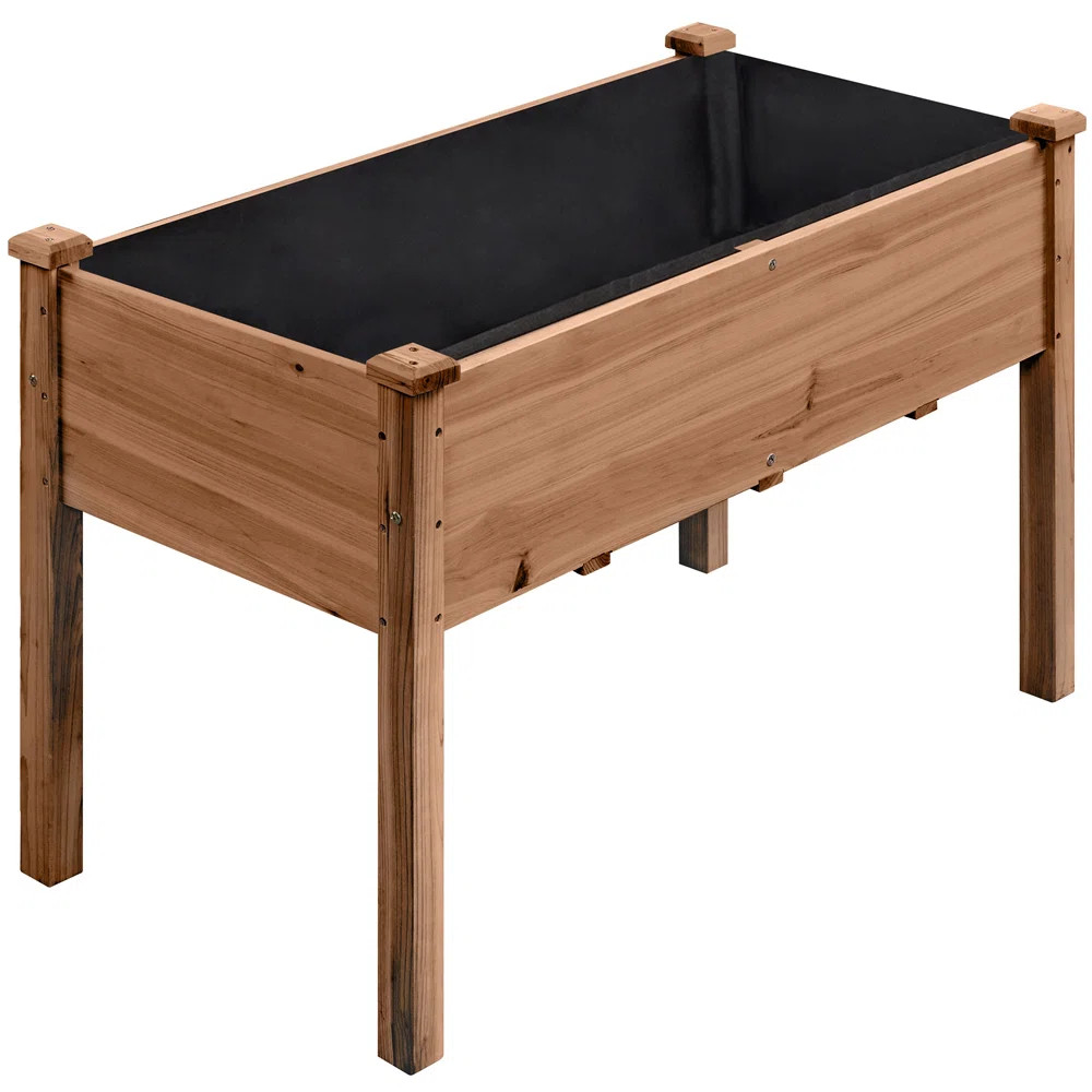Rigney Outdoor Fir Wood Elevated Planter with Fabric Liner & Drainage Holes | Wayfair North America