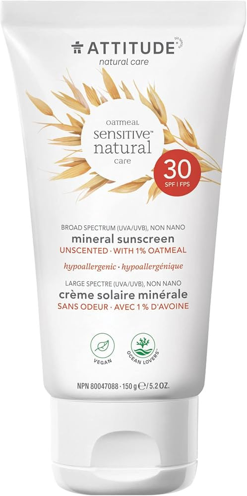 ATTITUDE Sensitive Skin, Hypoallergenic Mineral Sunscreen, SPF 30, Fragrance Free, 5.2 oz | Amazon (US)