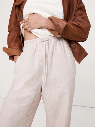 The Getaway Straight-Leg Pull-On Pant in Linen | Banana Republic (US)