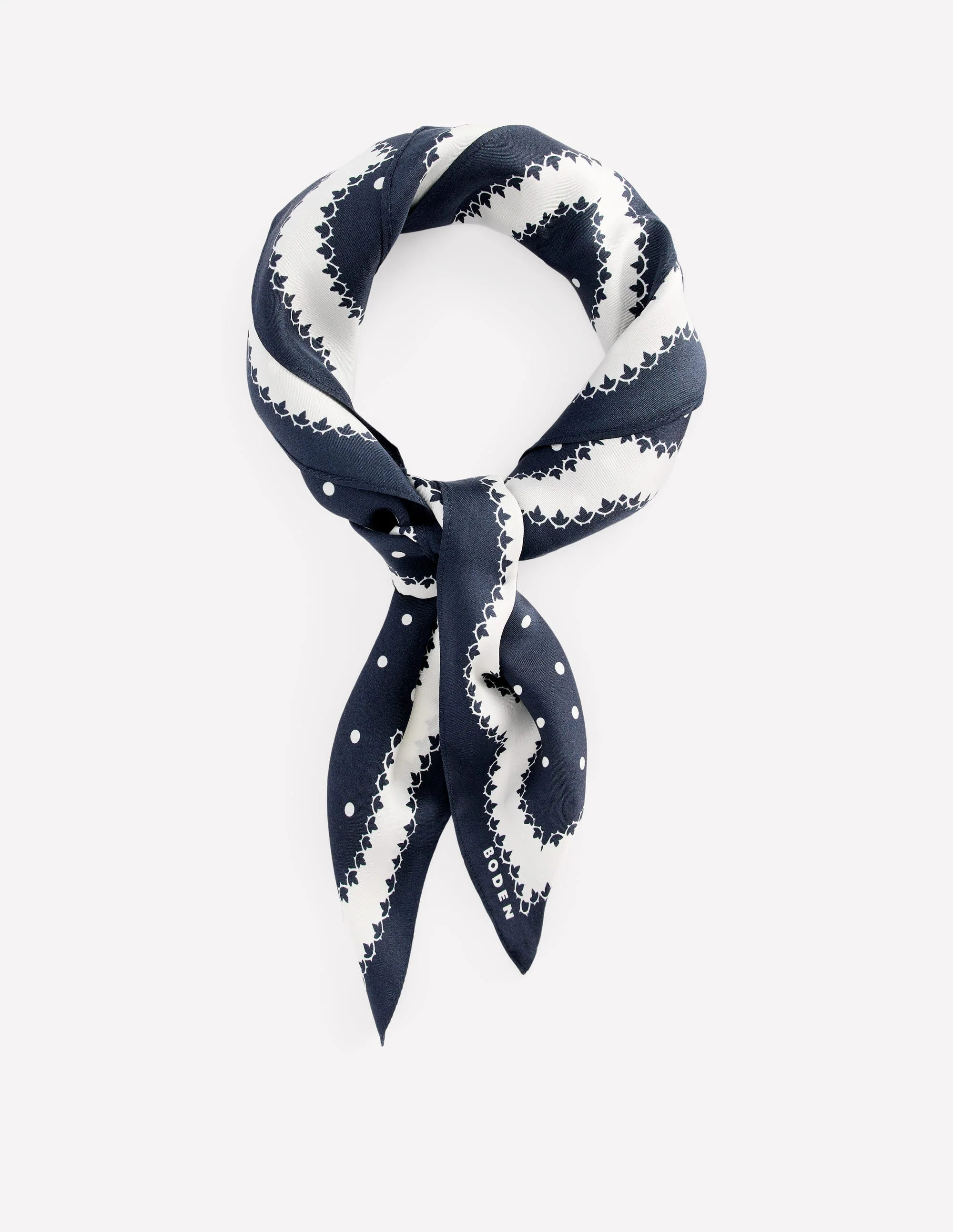 Silk Square Scarf-Navy Decorative Blossom | Boden (US)