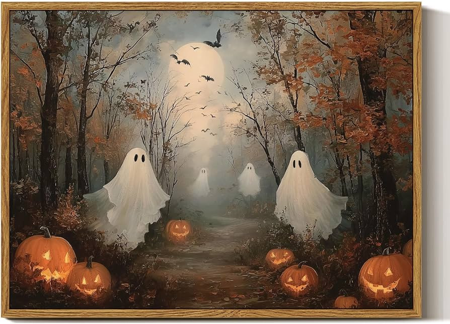 InSimSea Vintage Halloween Ghost Wall Art, Fall Pumpkin Decor, Framed | Amazon (US)