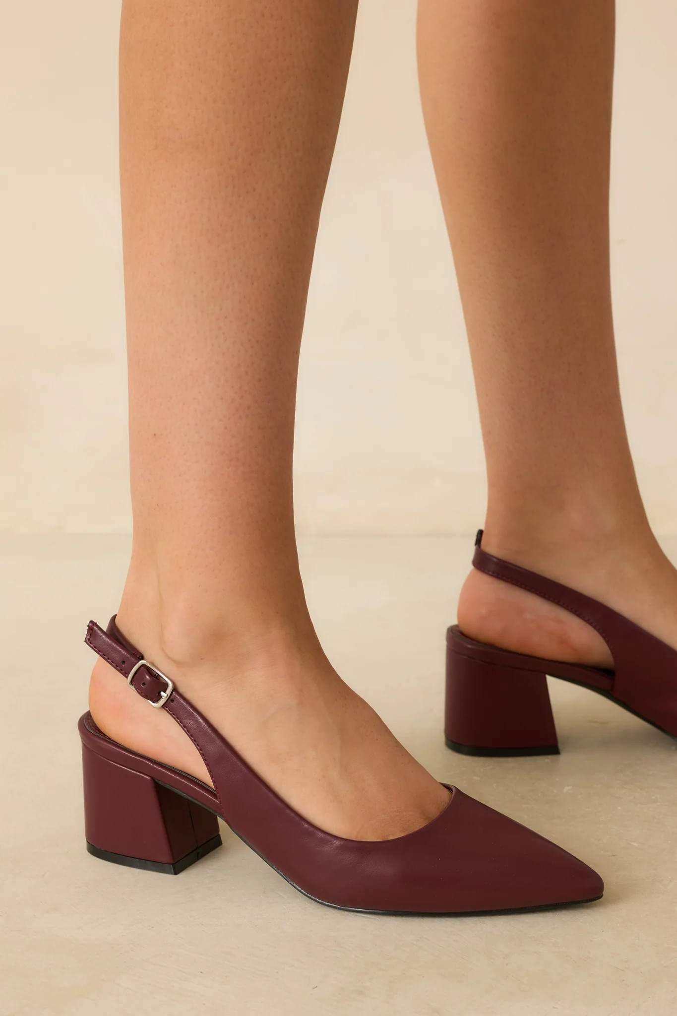 Life In A Flash Wine Red Sling Back Heels | Red Dress