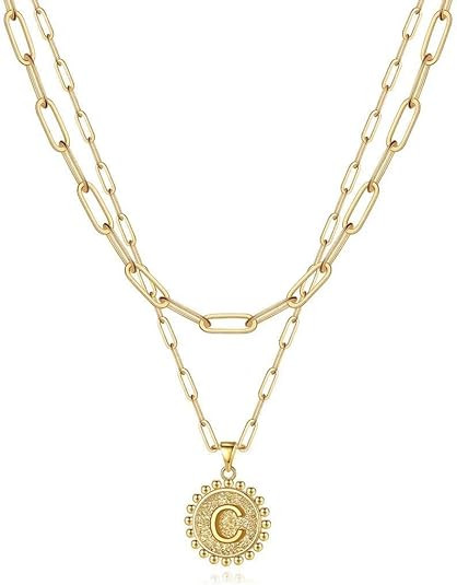 Layered Choker Necklaces for Women, 14K Gold Plated Dainty Layering Paperclip Chain Necklace Simp... | Amazon (US)