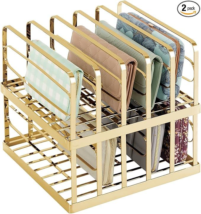 mDesign Metal Divided Stackable Purse Organizer for Closets, Bedrooms, Dressers, Shelves - Closet... | Amazon (US)