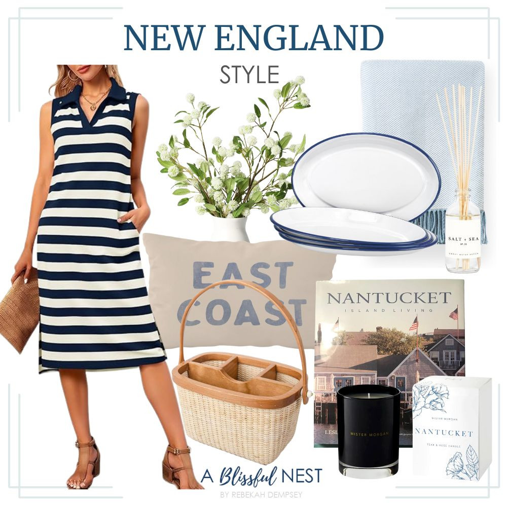 Timeless, coastal, and effortlessly chic. These New England inspired finds are some of my favorites right now. Shop the look.

faux branches, enamelware serving oval tray platter, striped summer dress, decorative book, salt & sea diffuser, coastal decorative throw blanket, nantucket utensil caddy, blue coastal throw pillow, teak and rose candle. 

 #LTKHome