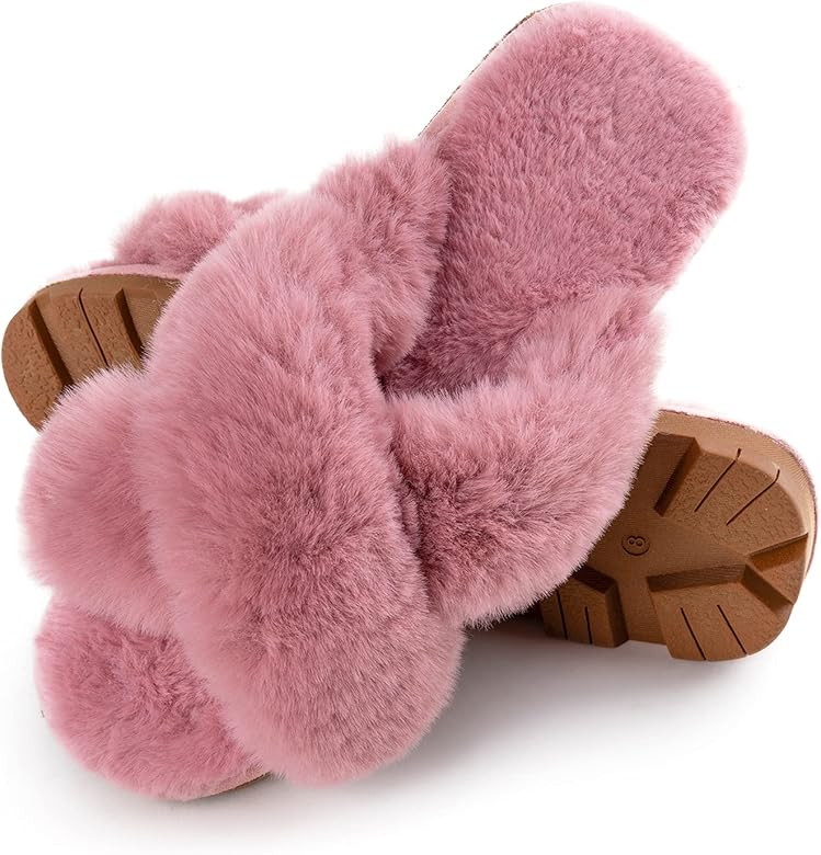 RockDove Women's X-Band Faux Fur Slide Slipper | Amazon (US)