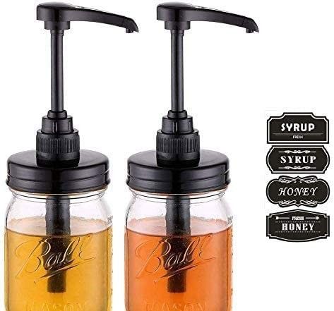 Mason Jar Syrup & Honey Dispenser Pump Lids, Rust Proof, Plastic Dispenser Lid for 16 oz Regular ... | Amazon (US)