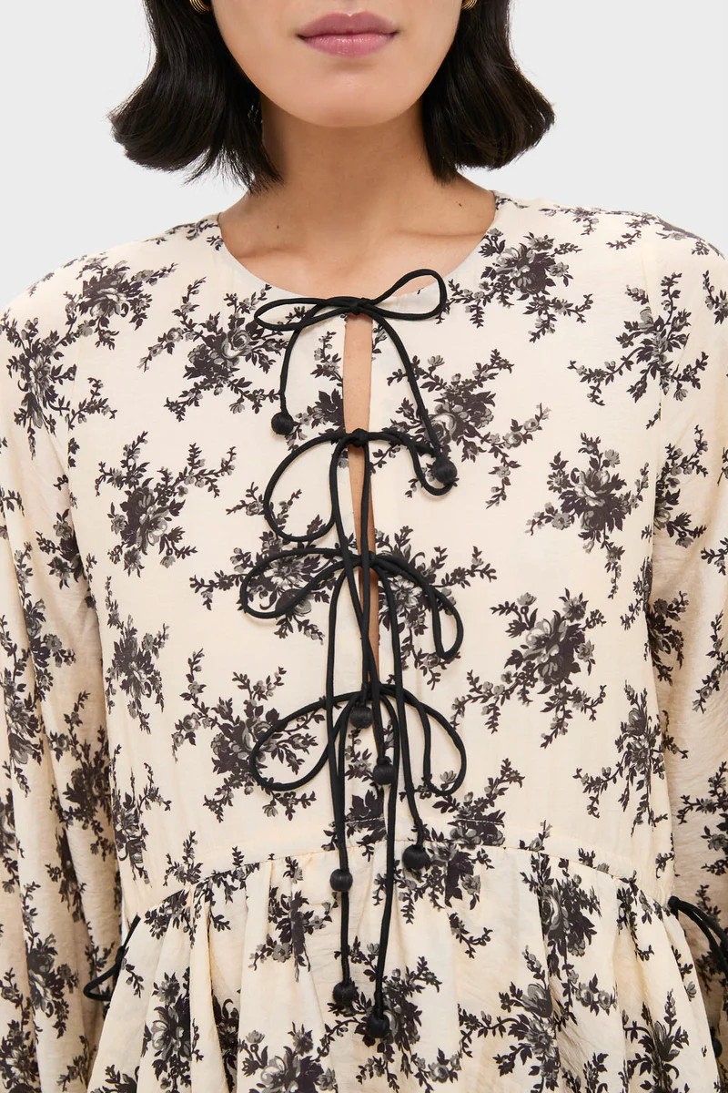 Cream Joan Print Tie Front Midi Dress | Tuckernuck (US)