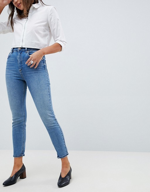 ASOS DESIGN Farleigh high waist slim mom jeans in light stone wash | ASOS UK