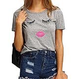 BLACKMYTH Women Summer Funny Print Short Sleeve Top Tee Graphic Cute T-Shirt Grey XX-Large | Amazon (US)