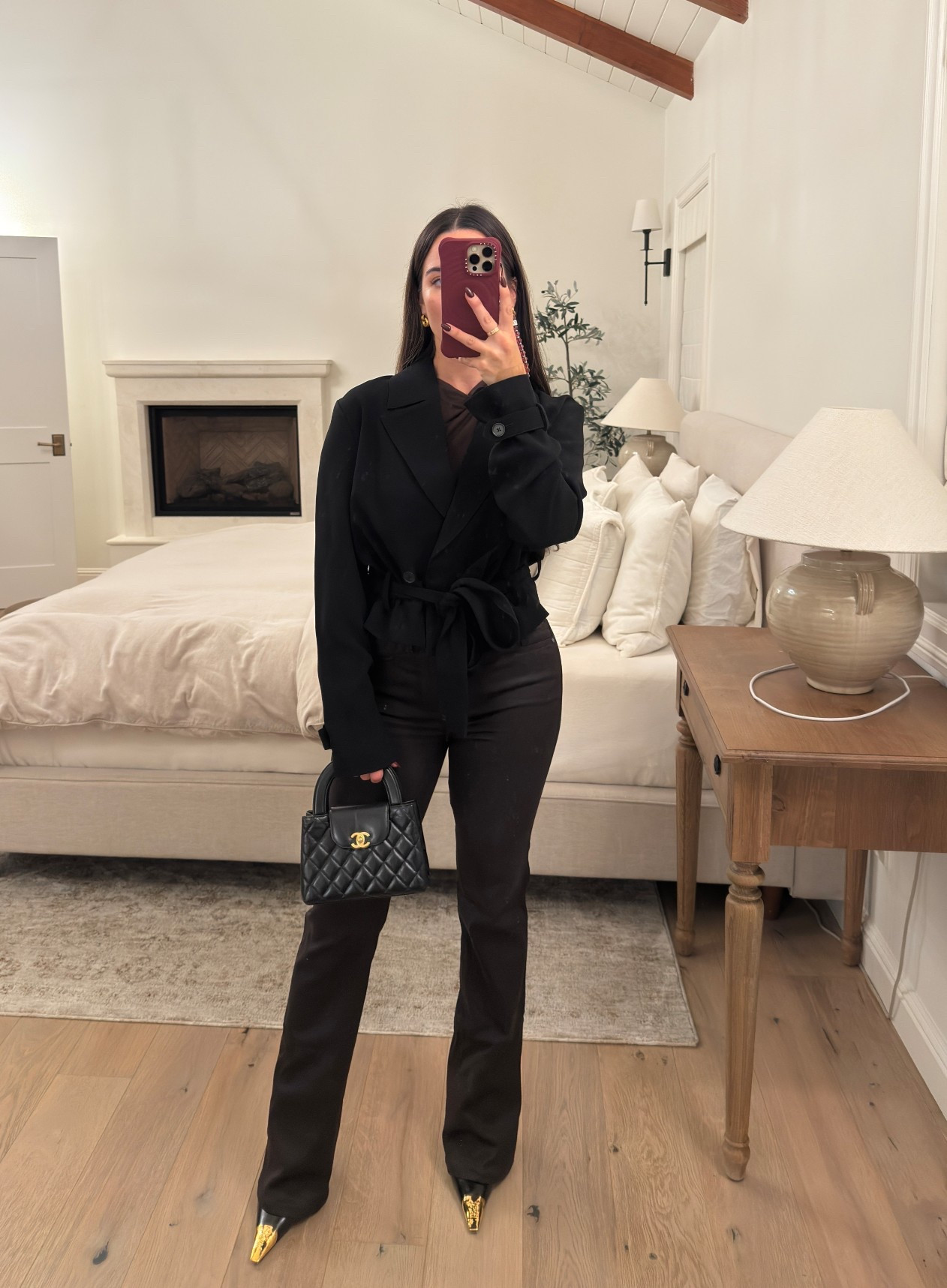 Brown and black combo for a night out! I’m obsessed with these pants. They are a dark espresso color! (Wearing size 24 in pants, XS in jacket!) 

#LTKPetite
