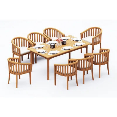 7 Pcs Grade-A Teak Wood Dining Set: 71" Rectangle Table And 6 Lenong Arm Chairs #11LN1606 | Perigold