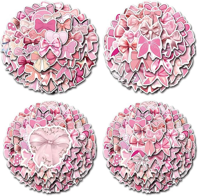 110pcs Coquette Bows Stickers Pink Bow Vintage Aesthetic Stickers Pink Bows Vinyl Waterproof Stic... | Amazon (US)