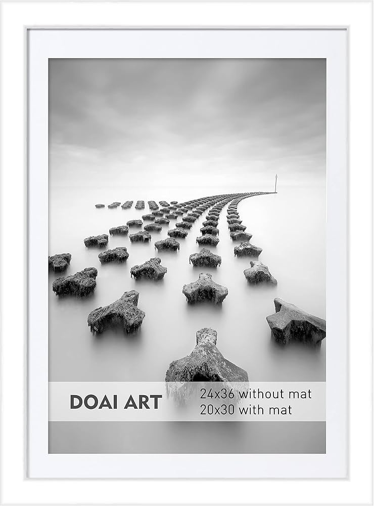 DOAI ART 24x36 Poster Frame White without Mat for Displaying 20x30 Pictures with Mat - Polished P... | Amazon (US)