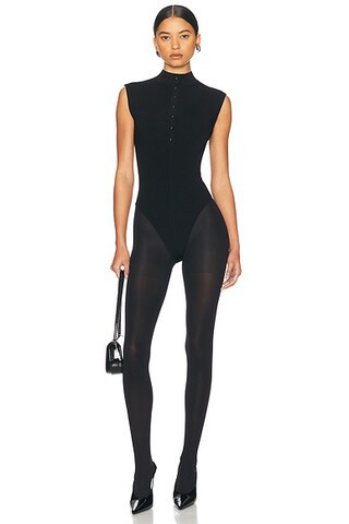 Helsa Cassidy Knit Bodysuit in Black - Black. Size M (also in L, S). | FWRD 