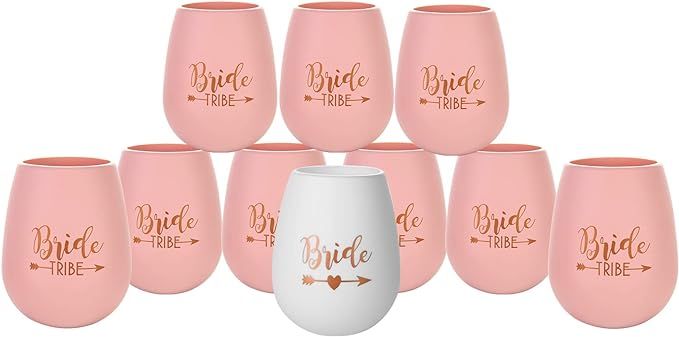 YYYJ Bachelorette Party Silicone Wine Cups, Bride Tribe & Bridesmaid Wedding Cups, Set of 10 for ... | Amazon (US)