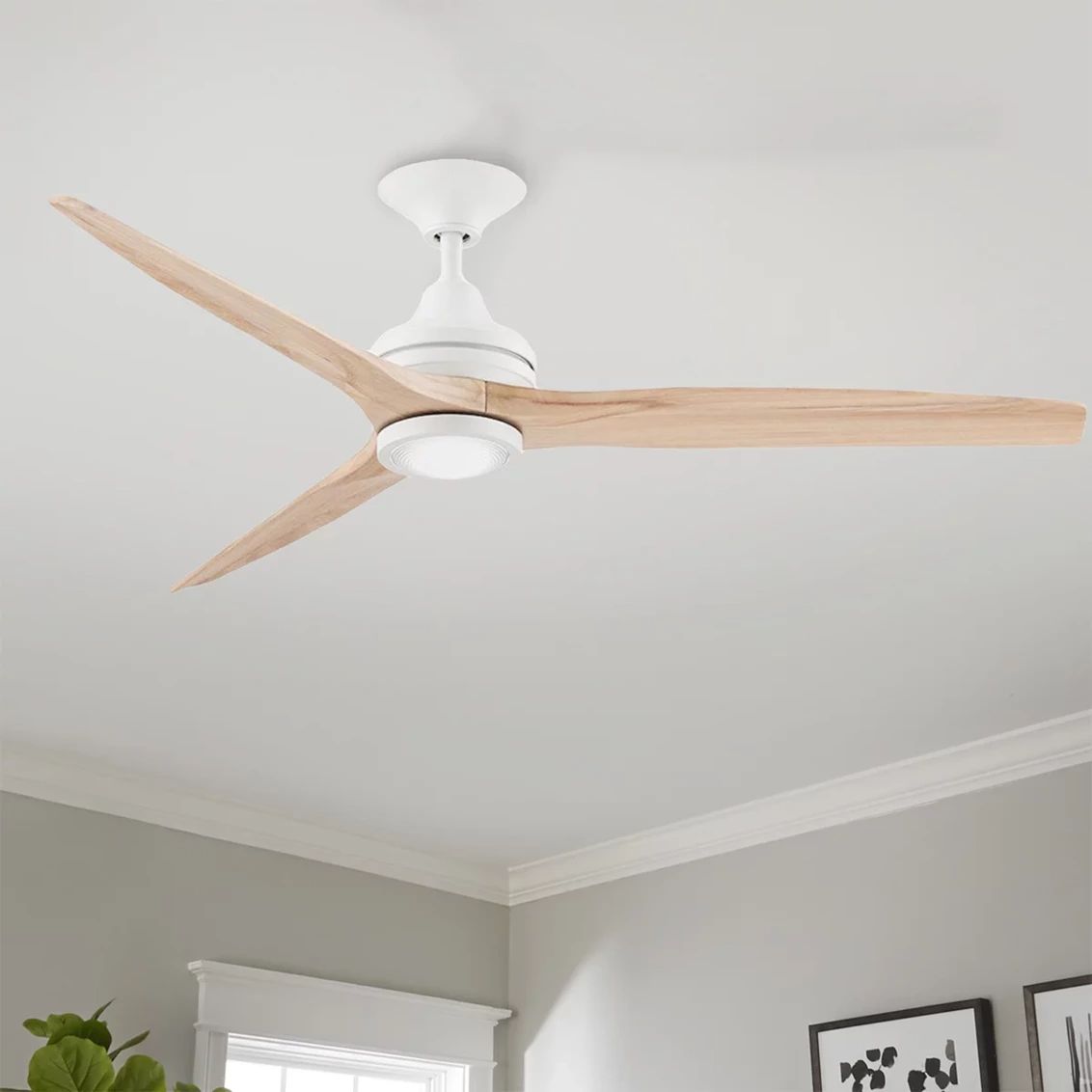 60" Indoor/Outdoor Metal and Wood Ceiling Fan with LED Light | Shades of Light