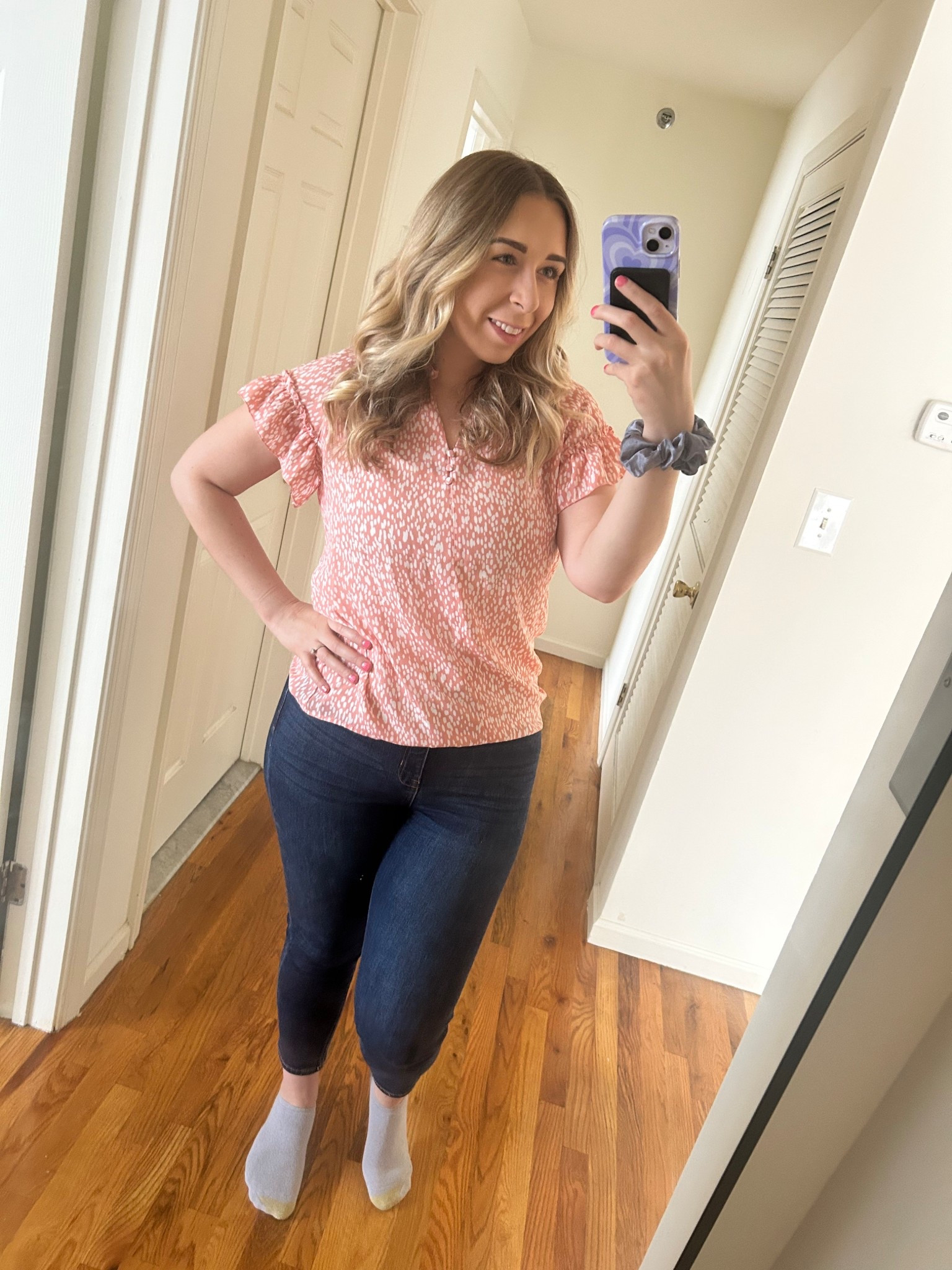 Pretty in Pink for work today! Love the pink too and blue jeans! 

#LTKMidsize #LTKWorkwear #LTKU