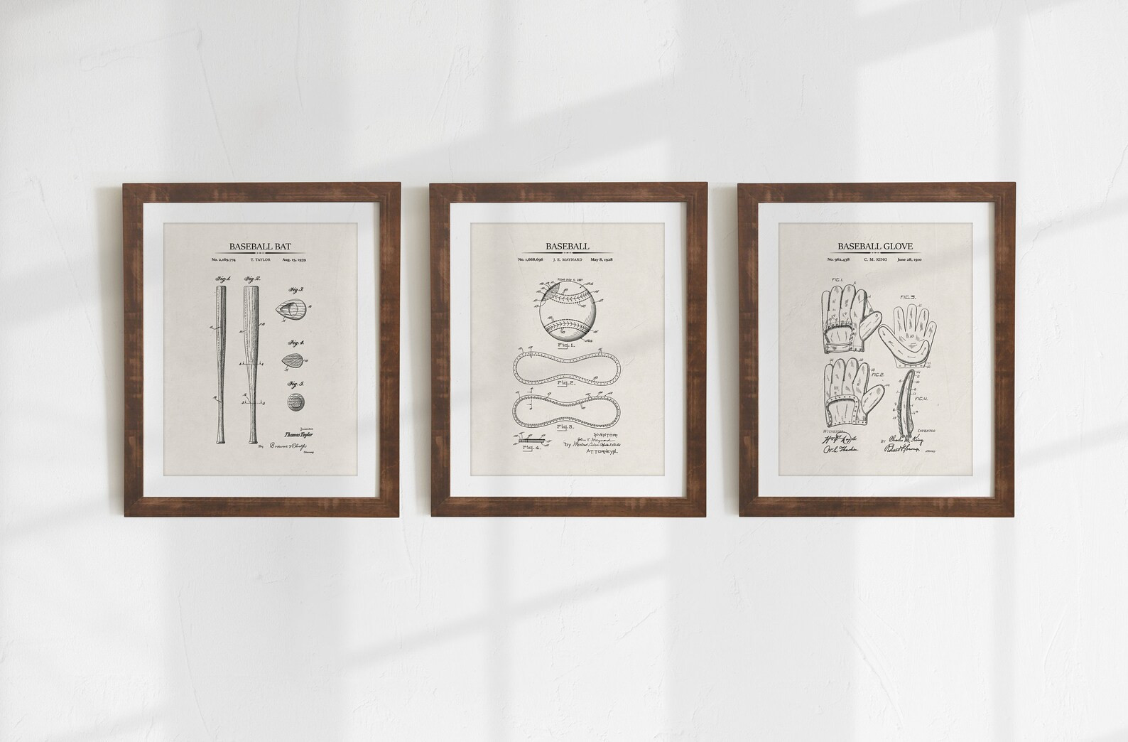 Baseball Patent Prints - Set of 3 - Printable Patent Artwork ,  Baseball Invention Drawings  - Ba... | Etsy (US)