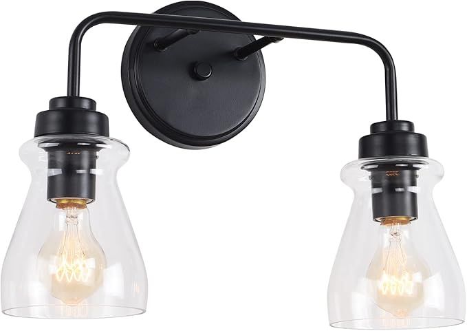 2-Light Bathroom Vanity Light，Modern Bathroom Lighting Fixtures Industrial Wall Sconce ,Black F... | Amazon (US)