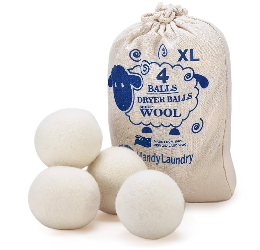 Handy Laundry Wool Dryer Balls - Natural Fabric Softener, Reusable, Reduces Clothing Wrinkles and... | Amazon (US)