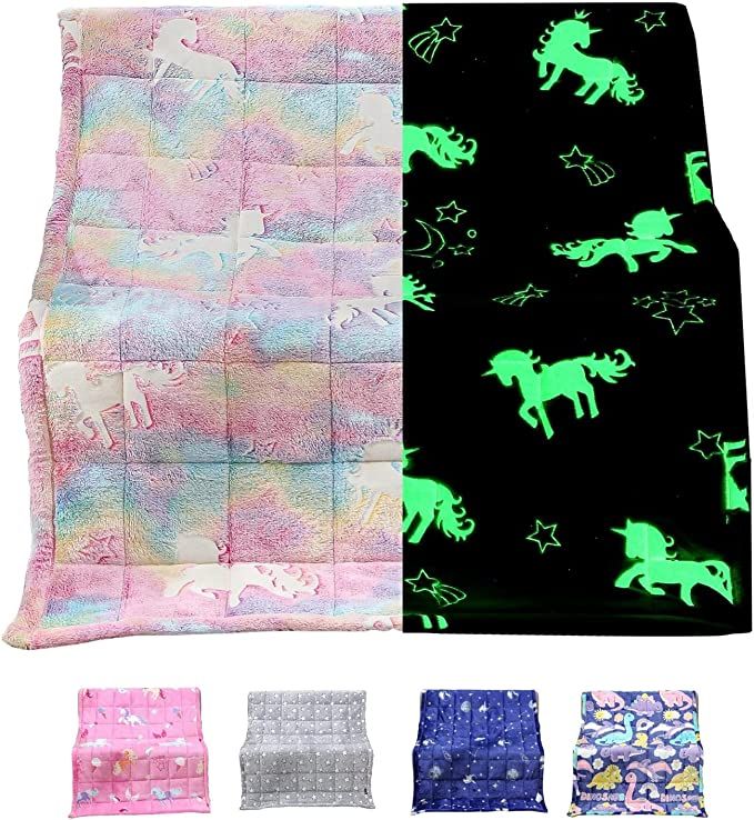 Bood Glow Minky Weighted Blanket for Kids, Glow in Dark Kids Weighted Blanket 7 Lbs, Weighted Bla... | Amazon (US)