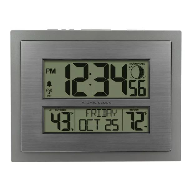 Better Homes & Gardens Silver Atomic Wall/Table Clock with Moon Phase & Calendar - Walmart.com | Walmart (US)