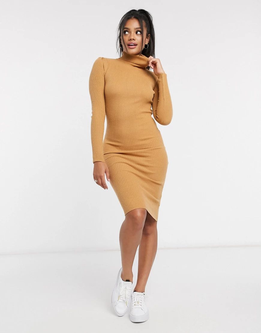 Brave Soul juliet turtleneck sweater dress-Tan | ASOS (Global)