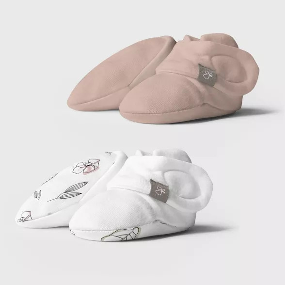 Goumi Baby Girls' 2pk Organic Cotton Abstract Floral Boots - Pink 0-3M | Target