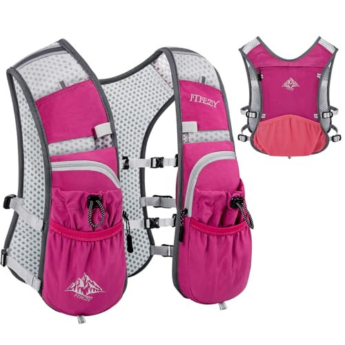 Waterproof Running Hydration Vest for Women - Adjustable Running Water Vest with 12 Pockets, Lightweight Hydration Pack Water Backpack for Hiking Trail Cycling Marathon Race, Pink | Amazon (US)