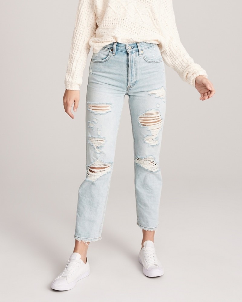 High Rise Ankle Straight Jeans | Abercrombie & Fitch US & UK