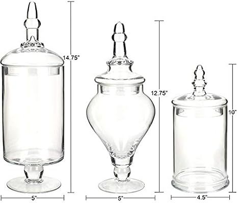 Mantello Decor Glass Apothecary Jars (Clear, Medium Large, Set of 3) | Amazon (US)