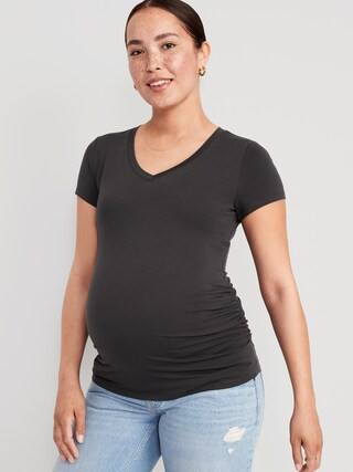 Maternity V-Neck Side-Shirred T-Shirt | Old Navy (US)