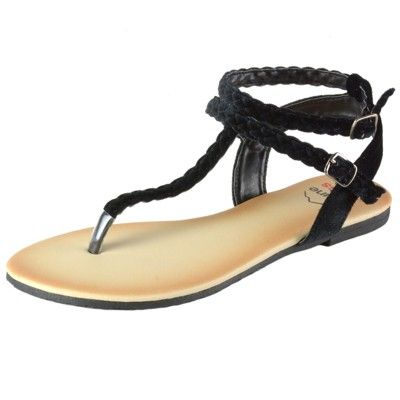 Alpine Swiss Womens Gladiator Sandals Braided T-Strap Slingback Flats BLK 8 M US | Target