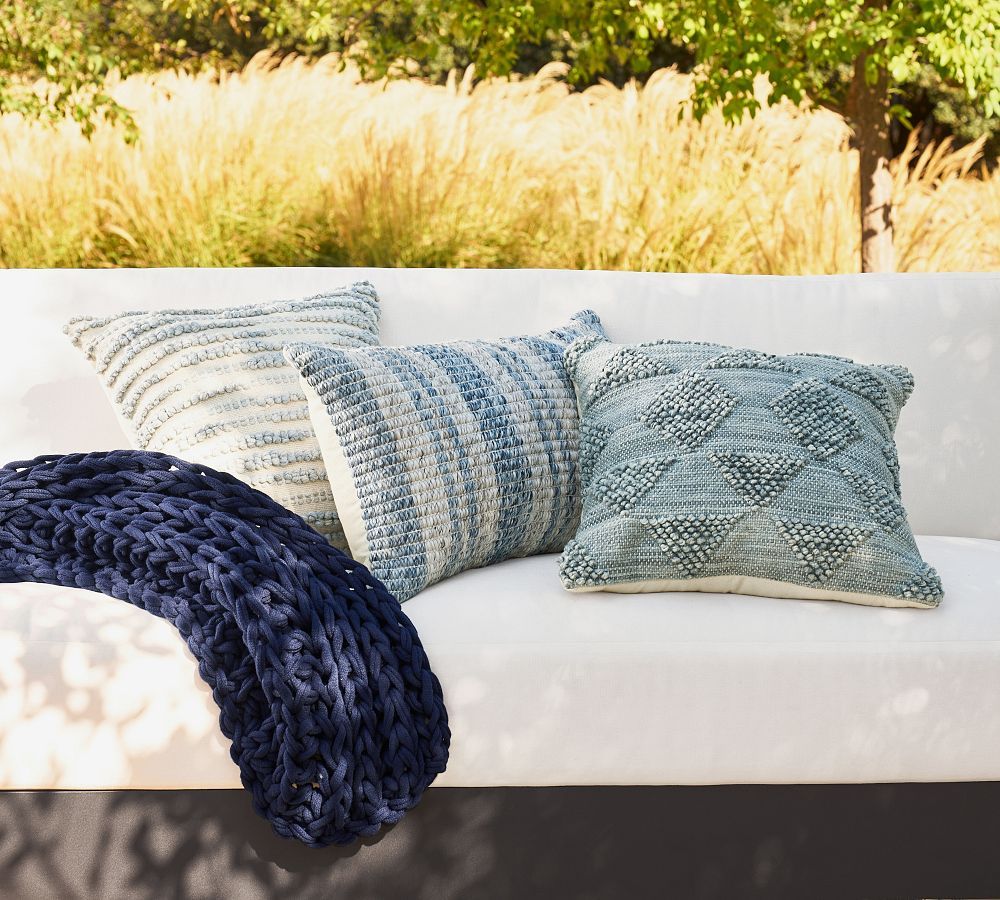 Handwoven Striped Outdoor Lumbar Throw Pillow Cover | Pottery Barn (US)