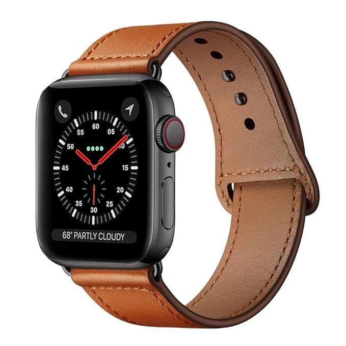 KYISGOS Compatible with iWatch Band 44mm 42mm, Genuine Leather Replacement Band Strap Compatible ... | Amazon (US)