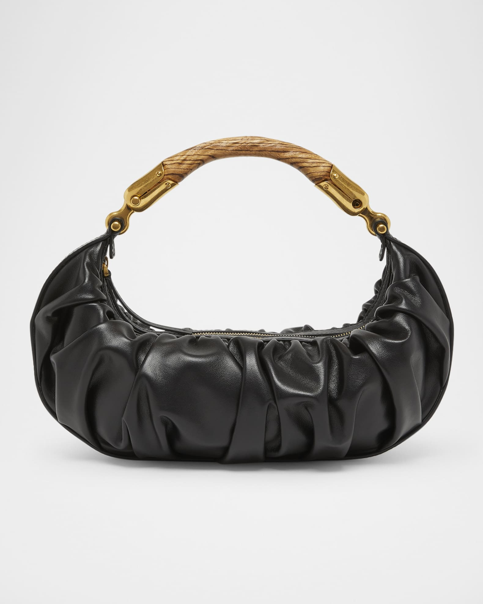 Ebene Medium Ruched Top-Handle Bag in Leather | Neiman Marcus