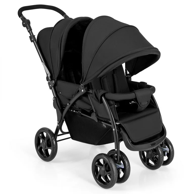 Costway Double Stroller Foldable Baby Twin Lightweight Travel Stroller Infant Pushchair Black | Walmart (US)