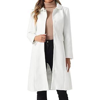 Allegra K Winter Trench Coat for Women Overcoat Peter Pan Collar Single Breasted Long Pea Coat | Amazon (US)