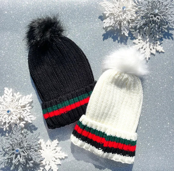 Red and Green Christmas Beanie ski Beanie / Fur Beanie / Knit | Etsy | Etsy (US)