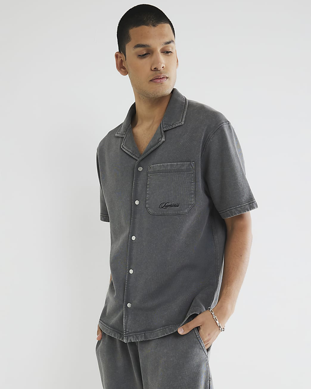 Black Regular Fit Washed Luminis Polo Shirt | River Island UK & IE