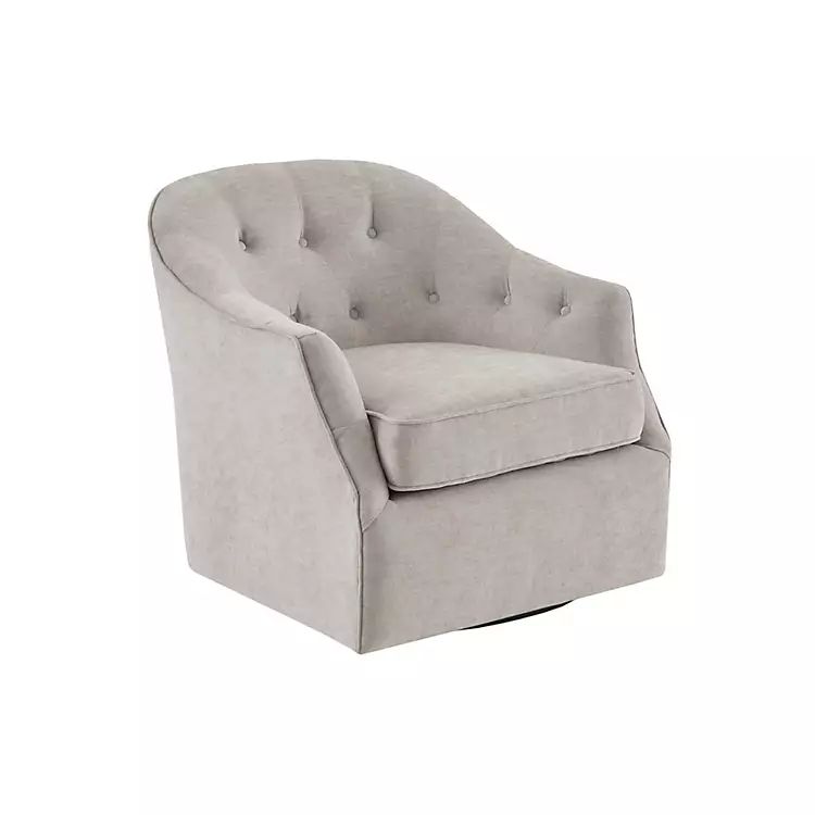 Gayla Taupe Button Tufted Swivel Accent Chair | Kirkland's Home