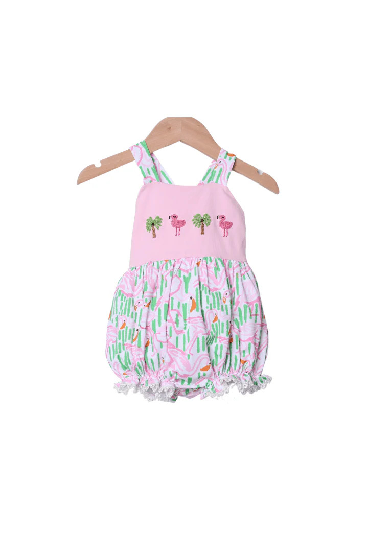 French Knot Tropical Flamingo Bow Bubble | The Smocked Flamingo
