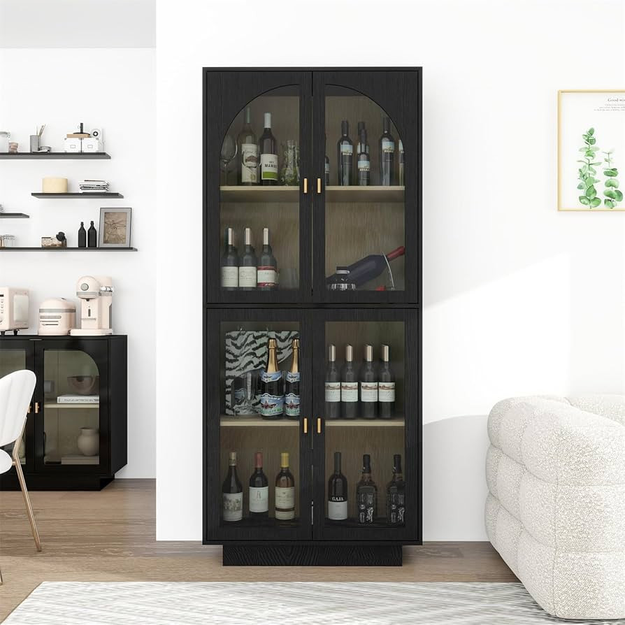 ZeHuoGe Storage Organizer Cabinet with 4 Acrylic Door,4-Tier Freestanding Wine Cabinet,Modern Fun... | Amazon (US)