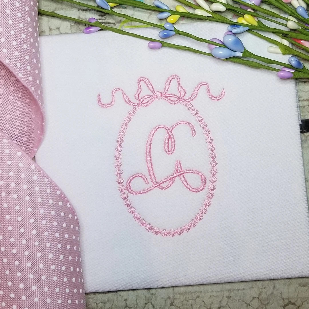 Oval Monogram Machine Embroidery Frame With Ribbon, Monogram Font Embroidery Frame - Etsy | Etsy (US)
