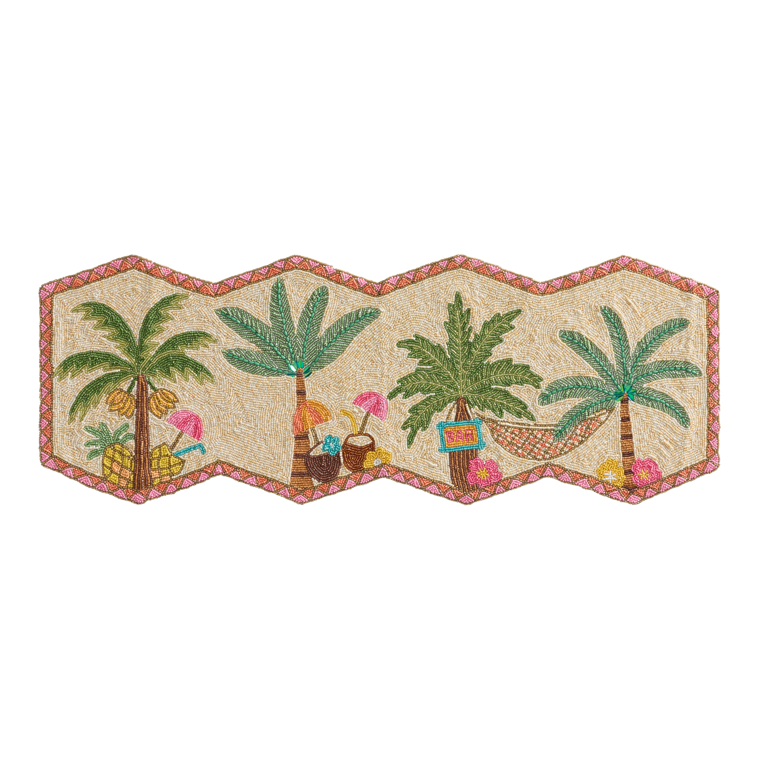Multicolor Palm Tree Tropical Bar Beaded Runner - World Market | World Market