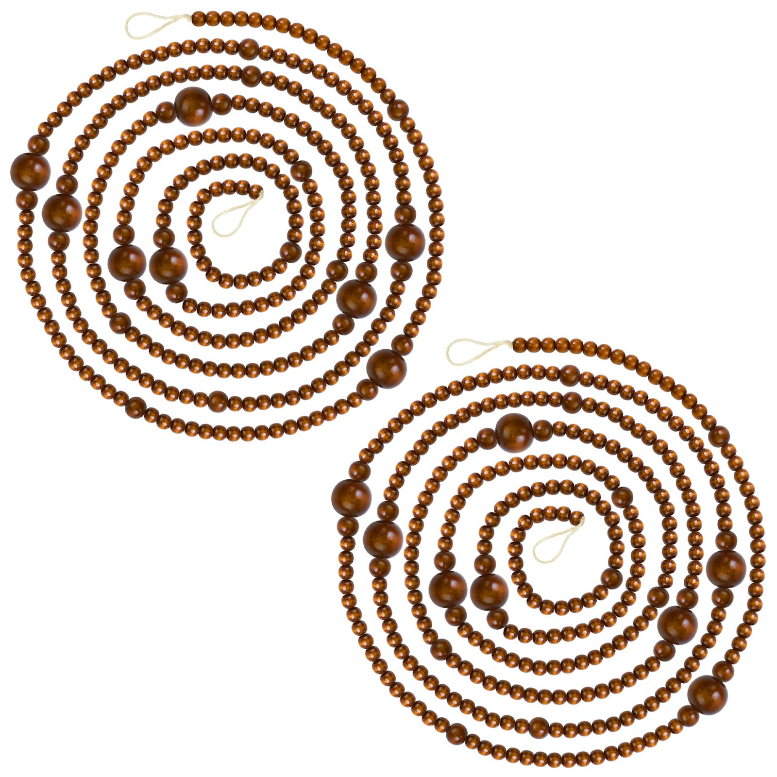 2PCS Christmas Wood Beads Garland 24 Feet Wooden Bead Garland Boho Ornaments for Christmas Tree, ... | Amazon (US)