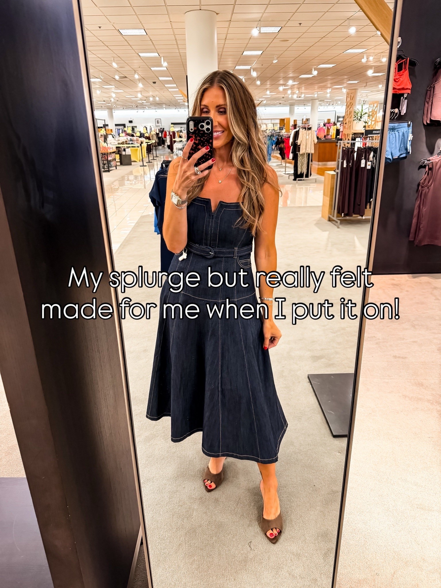 I don’t splurge on many pieces, but this dress completely changed my mind the second I tried it on. The structured denim, contrast stitching, defined waist, and full skirt make it feel timeless, and it’s one of those dresses that doesn’t need much styling to make an impact.

denim dress, belted dress, midi dress, fall transition outfit, elevated denim, date night outfit, classic style, Nordstrom finds, feminine style, investment piece, TheMomInStyle

#LTKootd #LTKSaleAlert #LTKSeasonal